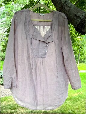 Poetry 100% Ramie Purple long sleeve tunic